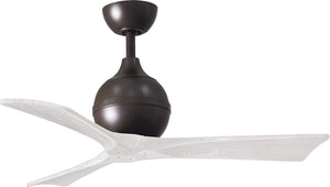 Matthews Fan IR3-TB-MWH-42 Irene-3 three-blade paddle fan in Textured Bronze finish with 42" solid matte white wood blades.