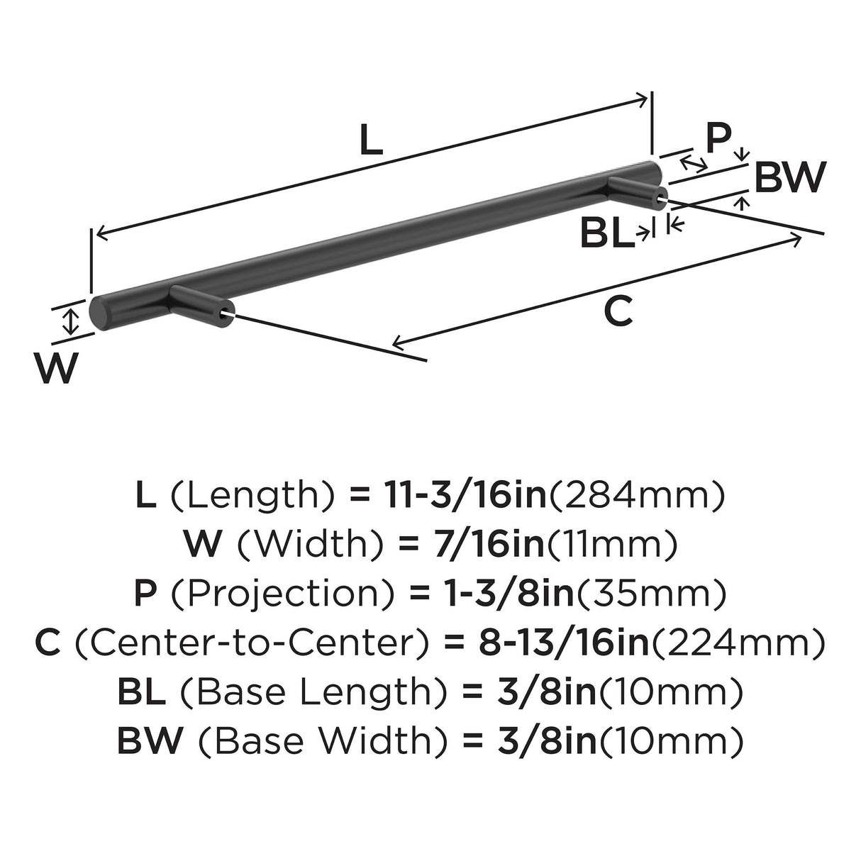 Amerock BP40521BBR Black Bronze Cabinet Pull 8-13/16 inch (224mm) Center-to-Center Cabinet Hardware Bar Pulls Furniture Hardware Drawer Pull