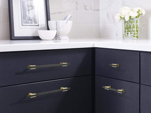 Amerock Cabinet Pull Brushed Gold/Matte Black 7-9/16 inch (192 mm) Center to Center Urbanite 1 Pack Drawer Pull Drawer Handle Cabinet Hardware