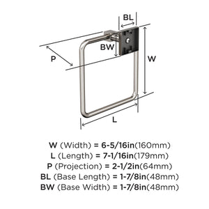 Amerock BH36072G10 Brushed Nickel Towel Ring 7-1/16 in (179 mm) Length Towel Holder Appoint Hand Towel Holder for Bathroom Wall Small Kitchen Towel Holder Bath Accessories