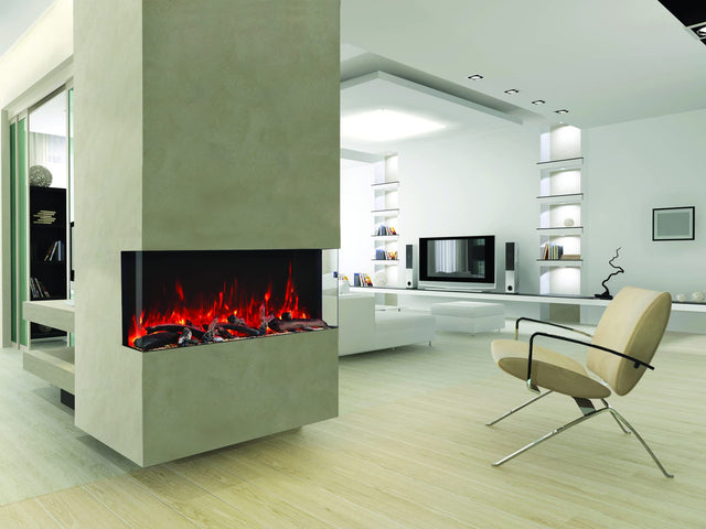 Amantii 60-TRV-XT-XL Trv View Extra Tall Smart Electric - 60" Indoor / Outdoor WiFi Enabled  3 Sided Electric Fireplace Featuring a 22" Height, MultiFunction Remote, Multi Speed Flame Motor, and a Selection of Media Options