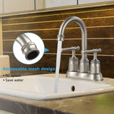 Classical 8 inch Bathroom Faucet, Bathroom faucets for Sink 3 Holes, Widespread Brushed Nickel Bathroom Faucet with Pop Up Drain and cUPC Lead-Free Hose (Brushed Nickel 2 Packs)
