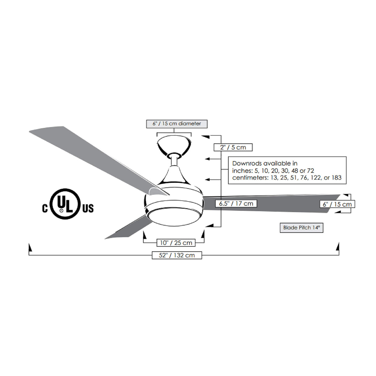 Matthews Fan DA-WH-BW Donaire wet location 3-Blade paddle fan constructed of 316 Marine Grade Stainless Steel