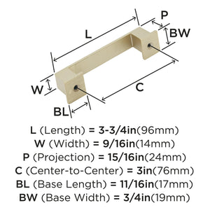 Amerock Cabinet Pull Golden Champagne 3 inch (76 mm) Center to Center Appoint 1 Pack Drawer Pull Drawer Handle Cabinet Hardware