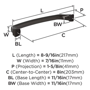 Amerock BP55351ORB Oil Rubbed Bronze Cabinet Pull 8 in (203 mm) Center-to-Center Cabinet Handle Revitalize Drawer Pull Kitchen Cabinet Handle Furniture Hardware