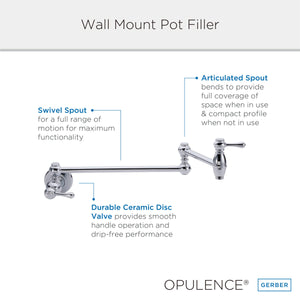 Gerber D205057SS Stainless Steel Opulence Wall Mount Pot Filler