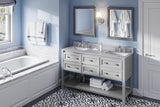 Jeffrey Alexander VKITADL60WHBOR 60" White Adler Vanity, double bowl, Boulder Cultured Marble Vanity Top, two undermount rectangle bowls