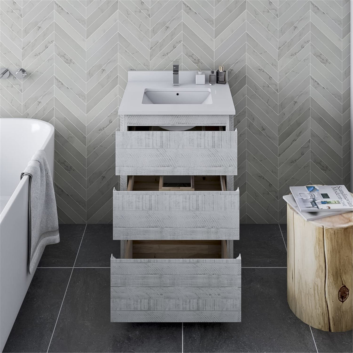 Fresca FCB3124RWH-FC Fresca Formosa 23" Floor Standing Modern Bathroom Cabinet in Rustic White