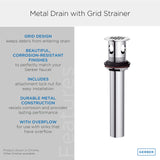 Gerber DA505084 Chrome 1 1/4" Metal Grid Strainer Assembly With Overflow