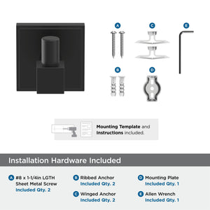 Amerock BH36070MB Matte Black Single Robe Hook 1-7/8 in. (48 mm) Length Towel Holder Appoint Towel Hook for Bathroom Bathroom Hardware Bath Accessories