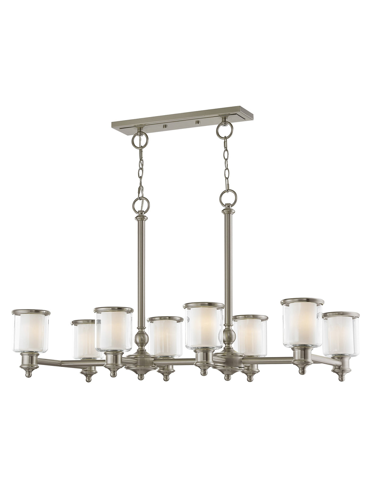 Livex Lighting 40208-91 Transitional Eight Light Linear Chandelier from Middlebush Collection in Pwt, Nckl, B/S, Slvr. Finish, 41.75 inches, 24.50x41.75x20.00, Brushed Nickel