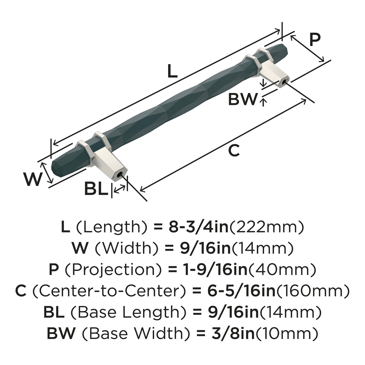 Amerock Cabinet Pull Black Bronze/Satin Nickel 6-5/16 inch (160 mm) Center-to-Center London 1 Pack Drawer Pull Drawer Handle Cabinet Hardware