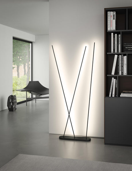 Kuzco FL46948-BK REEDS 48" FL Black 120V Touch dimmer LED 3000K 90CRI 20W