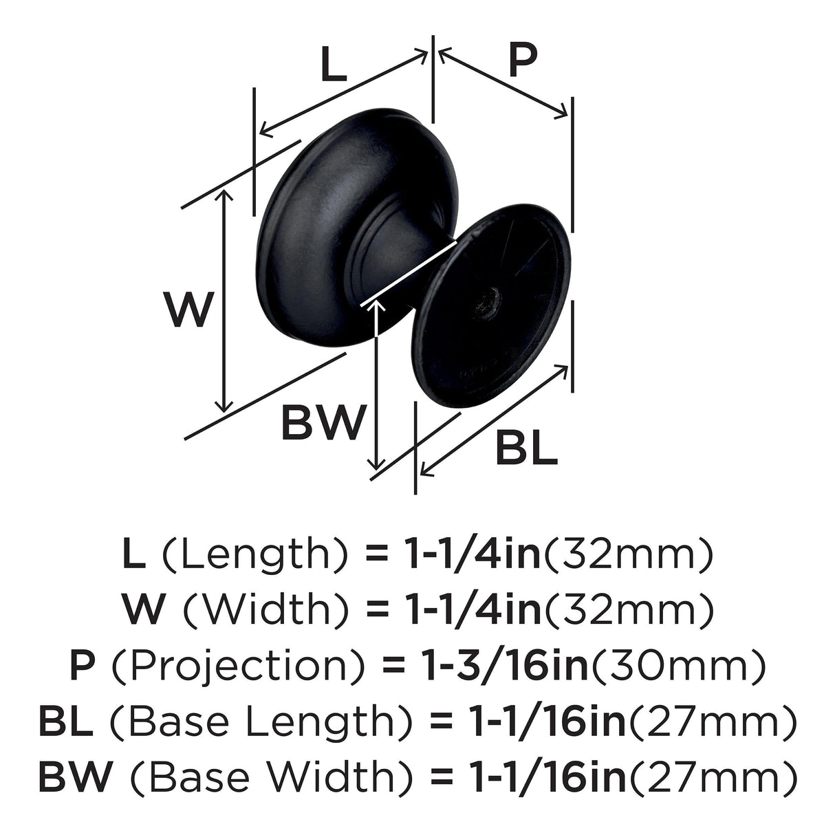 Amerock Cabinet Knob Black Bronze 1-1/4 inch (32 mm) Diameter Revitalize 1 Pack Drawer Knob Cabinet Hardware