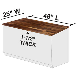 John Boos WALKCT-BL4825-O Blended Walnut Counter Top with Oil Finish, 1.5" Thickness, 48" x 25" WALNUT BLENDED KCT 48X25X1-1/2 OIL