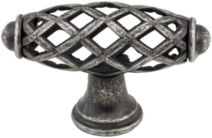 Jeffrey Alexander 749DACM 2-5/16" Overall Length Gun Metal Birdcage Tuscany Cabinet "T" Knob