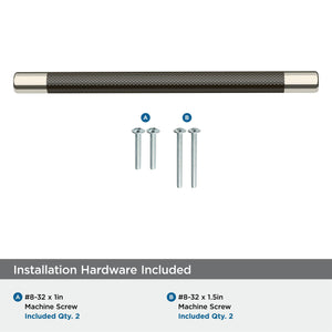 Amerock BP36562PNGM Esquire Cabinet Pull, 8in (203mm) Center-to-Center, Polished Nickel/Gunmetal