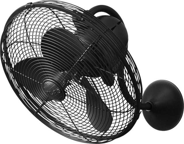 Matthews Fan LL-BK Laura 90° oscillating 3-speed wall fan in matte black  finish.