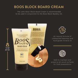 John Boos BWC 5 Oz All Natural Beeswax Moisture Cream for Wood Kitchen Cutting Boards, Chopping Block & Countertops, Food Safe Charcuterie Essential BOOS BEESWAX CREAM OZ