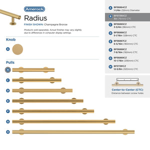 Amerock BP37390CZ Champagne Bronze Cabinet Pull 3 in (76 mm) Center-to-Center Cabinet Handle Radius Drawer Pull Kitchen Cabinet Handle Furniture Hardware