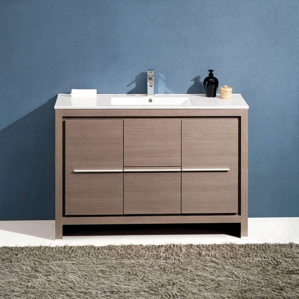 Fresca FCB8148GO-I Fresca Allier 48" Gray Oak Modern Bathroom Cabinet w/ Sink