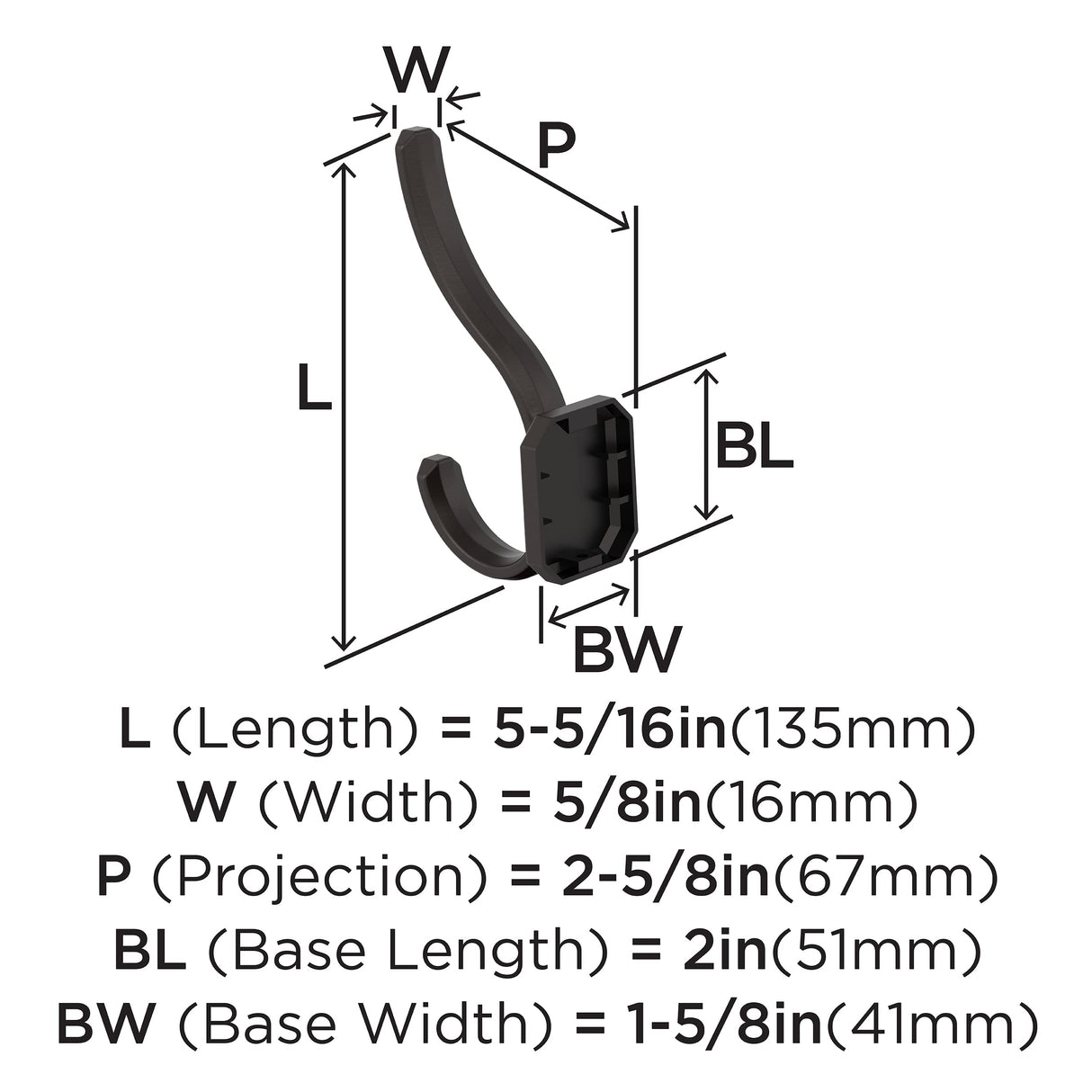 Amerock HBX36693ORB Granlyn Double Prong Decorative Wall Hook Oil Rubbed Bronze Hook for Coats, Hats, Backpacks, Bags Hooks for Bathroom, Bedroom, Closet, Entryway, Laundry Room, Office