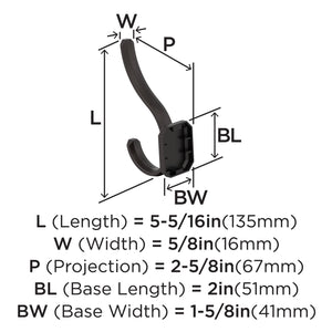 Amerock HBX36693ORB Granlyn Double Prong Decorative Wall Hook Oil Rubbed Bronze Hook for Coats, Hats, Backpacks, Bags Hooks for Bathroom, Bedroom, Closet, Entryway, Laundry Room, Office