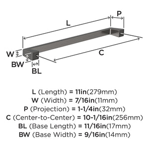 Amerock BP55283GM Gunmetal Cabinet Pull 10-1/16 in (256 mm) Center-to-Center Cabinet Handle Blackrock Drawer Pull Kitchen Cabinet Handle Furniture Hardware