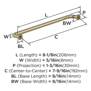 Amerock Cabinet Pull Golden Champagne 7-9/16 in (192 mm) Center-to-Center Drawer Pull Factor Kitchen and Bath Hardware Furniture Hardware