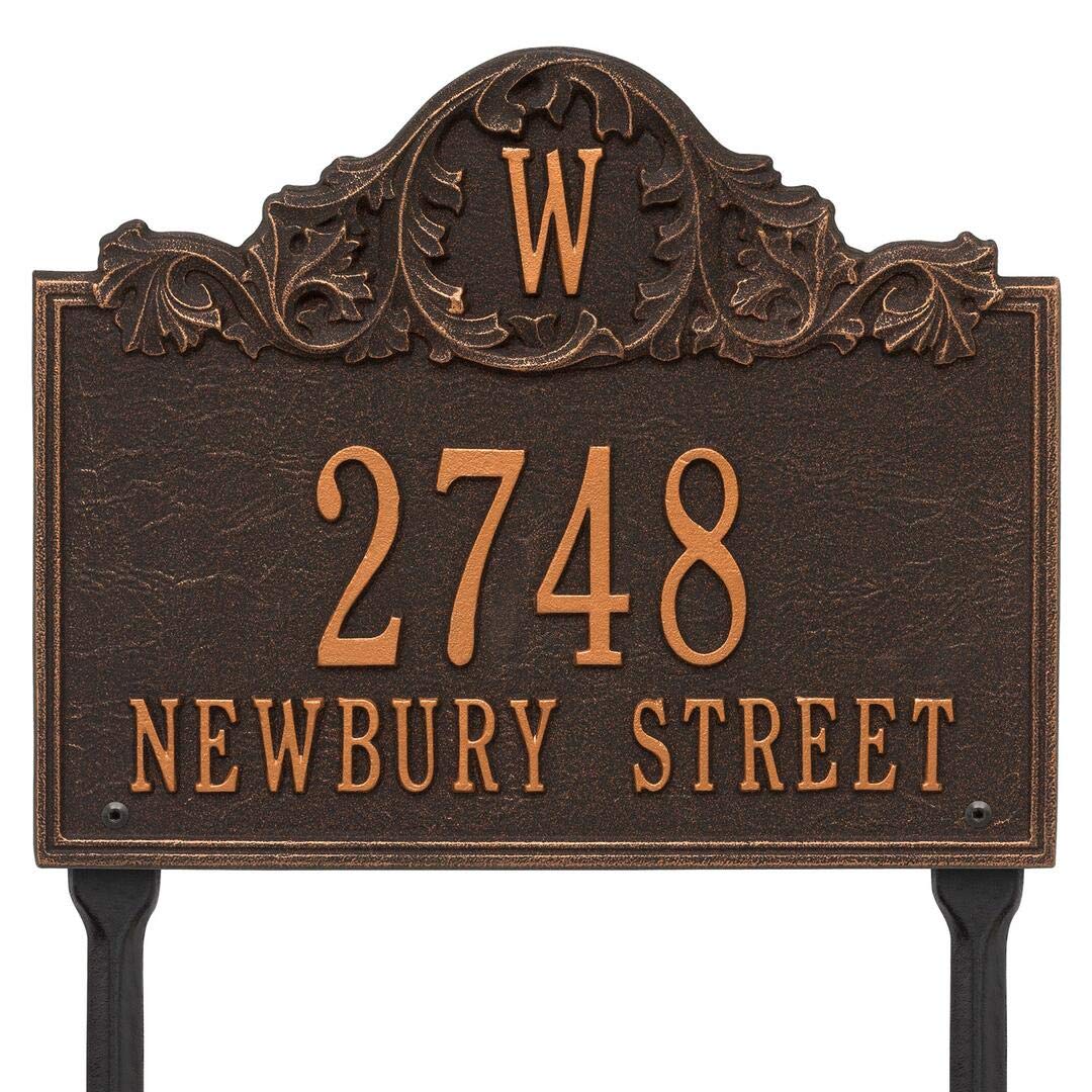 Whitehall 1109OB - Personalized Acanthus Monogram Plaque - Lawn - 3 Line