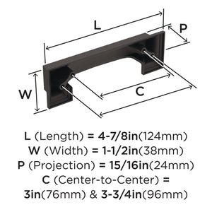 Amerock Cabinet Cup Pull Oil Rubbed Bronze 3 inch & 3-3/4 inch (76mm & 96 mm) Center-to-Center Appoint 1 Pack Drawer Pull Cabinet Handle Cabinet Hardware