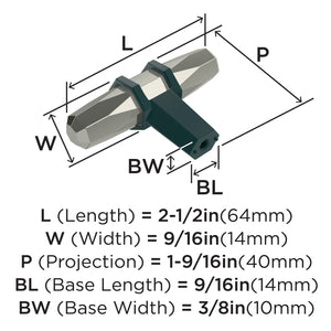 Amerock Cabinet Knob Polished Nickel/Black Bronze 2-1/2 inch (64 mm) Length London 1 Pack Drawer Knob Cabinet Hardware