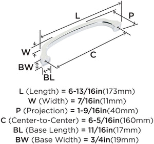 Amerock Cabinet Pull Satin Nickel 6-5/16 inch (160 mm) Center to Center Revitalize 1 Pack Drawer Pull Drawer Handle Cabinet Hardware