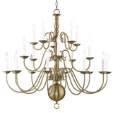 Livex Lighting 5019-01 Williamsburg Antique Brass 20 Light Foyer Chandelier