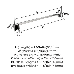 Amerock BH3602426 Chrome Towel Bar 24 in (610 mm) Towel Rack Mulholland Bathroom Towel Holder Bathroom Hardware Bath Accessories