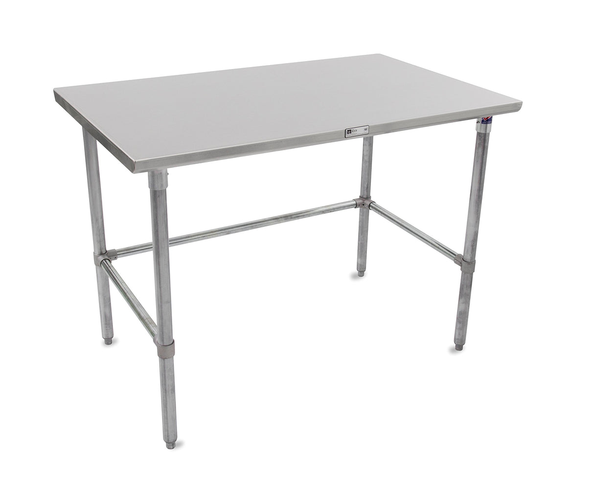 John Boos ST6-3672GBK Stallion Stainless Steel Flat Top Work Table, Adjustable Galvanized Legs and Bracing, 72" Length x 36" Width