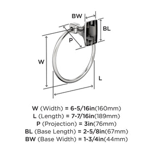 Amerock BH3601226 Chrome Towel Ring 7-7/16 in (189 mm) Length Towel Holder Highland Ridge Hand Towel Holder for Bathroom Wall Small Kitchen Towel Holder Bath Accessories