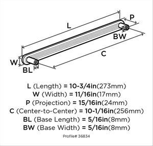 Amerock Cabinet Pull Satin Nickel 10-1/16 inch (256 mm) Center to Center Concentric 1 Pack Drawer Pull Drawer Handle Cabinet Hardware