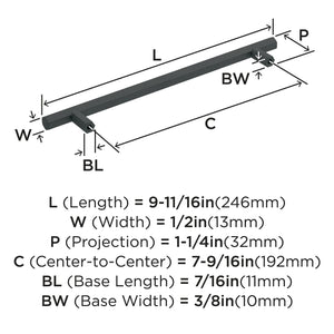 Amerock Cabinet Pull Matte Black 7-9/16 inch (192 mm) Center-to-Center Caliber 1 Pack Drawer Pull Cabinet Handle Cabinet Hardware