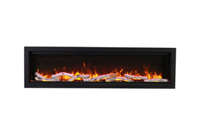 Amantii SYM-42 Symmetry Smart Electric  42" Indoor / Outdoor WiFi Enabled Built In Fireplace, Featuring a MultiFunction Remote Control , Multi Speed Flame Motor and a 10 piece Birch Log Set
