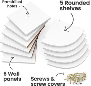 Greenco Corner Shelf, 5 Tier Shelves for Wall Storage, Easy-to-Assemble Floating Wall Mount Shelves for Offices, Bedrooms, Bathrooms, Kitchens, Living Rooms and Dorm Rooms, Espresso Finish