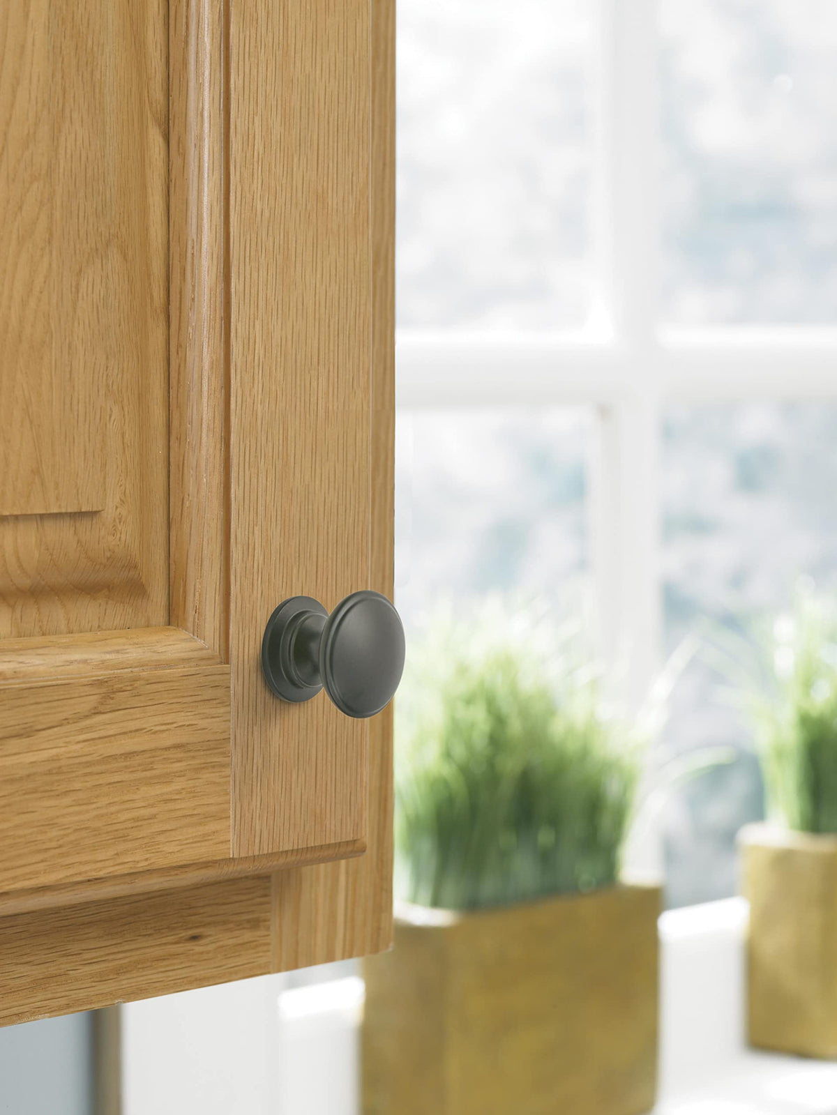 Amerock Cabinet Knob Matte Black 1-1/4 inch (32 mm) Diameter Ravino 1 Pack Drawer Knob Cabinet Hardware