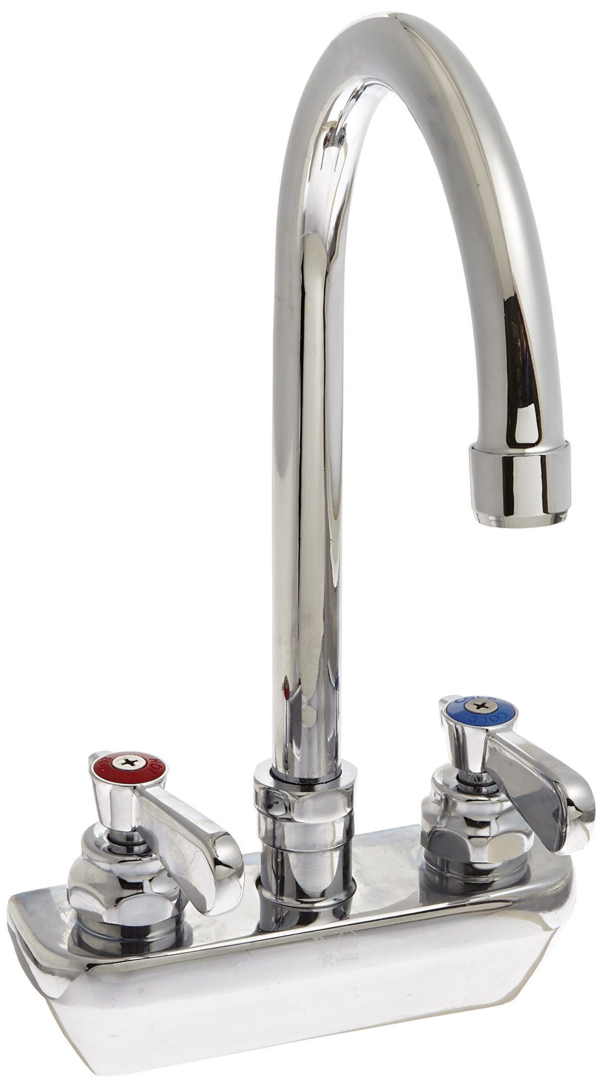 John Boos PBF-4SM-5GLF Heavy Duty Gooseneck Faucet, for ProBowl Sinks, Low-Lead, 4" On-Center, 1/4 Turn, 5" Spout, Splash Mount