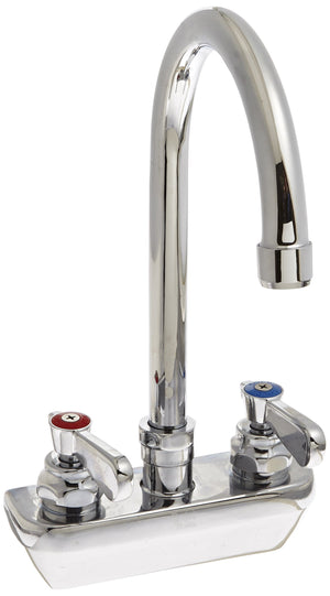 John Boos PBF-4SM-5GLF Heavy Duty Gooseneck Faucet, for ProBowl Sinks, Low-Lead, 4" On-Center, 1/4 Turn, 5" Spout, Splash Mount
