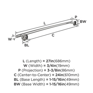Amerock BH26544PSS Polished Stainless Steel Towel Bar 24 in (610 mm) Towel Rack Arrondi Bathroom Towel Holder Bathroom Hardware Bath Accessories