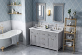 Jeffrey Alexander VKITCHA60CHSGR 60" Chocolate Chatham Vanity, double bowl, Steel Grey Cultured Marble Vanity Top, two undermount rectangle bowls
