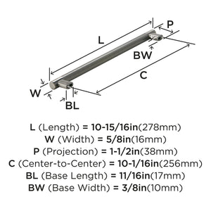 Amerock Kitchen Cabinet Pull Gunmetal 10-1/16 in (256 mm) Center-to-Center Bronx 1 Pack Furniture Hardware Cabinet Handle Bathroom Drawer Pull