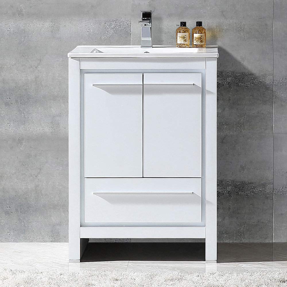 Fresca FCB8125WH-I Fresca Allier 24" White Modern Bathroom Cabinet w/ Sink