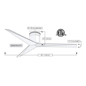 Matthews Fan EKH-BK-WN Eliza-H 3-blade ceiling mount paddle fan in Matte Black finish with walnut ABS blades.