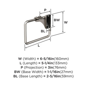 Amerock BH36052G10 Brushed Nickel Towel Ring 5-1/4 in (133 mm) Length Towel Holder Davenport Hand Towel Holder for Bathroom Wall Small Kitchen Towel Holder Bath Accessories